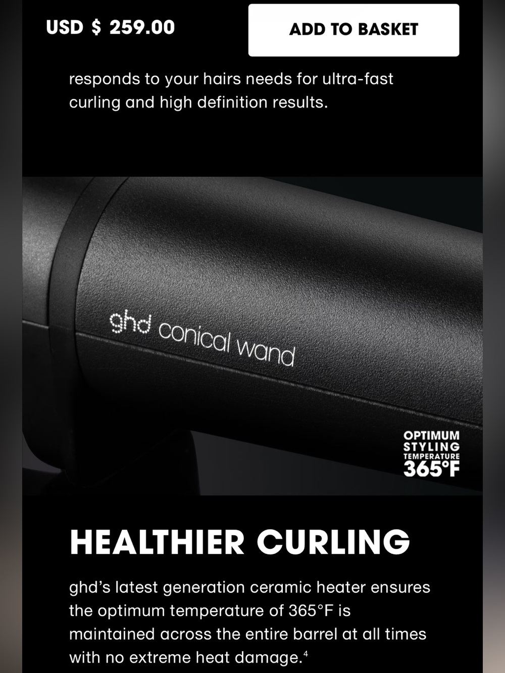 GHD conical curve curling wand - Picture 2 of 11
